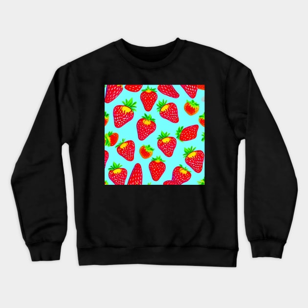 Strawberries Pattern Crewneck Sweatshirt by TrapperWeasel